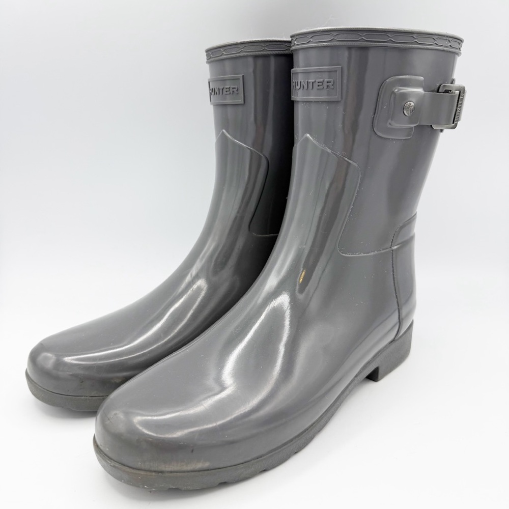 Hunter Refined Short Gloss Rain Boot Grey Size 7 38